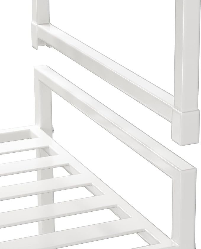 SIMPLE HOUSEWARE 3-Tier Stackable Metal Panel Shoes Rack, White