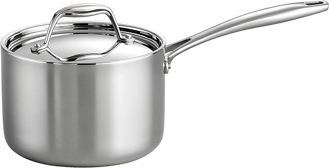 Tramontina Signature Tri-Ply Clad Stainless Steel 2-Quart Sauce Pan with Lid, Induction-Ready, Dishwasher-Safe, NSF-Certified, Made in Brazil