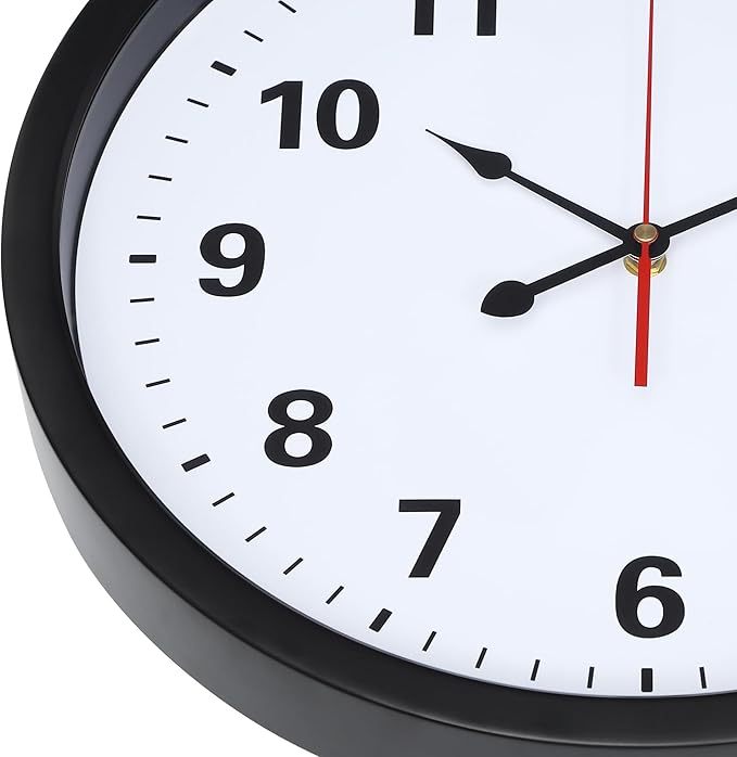 LEIKE Metal Wall Clock 16IN Black, Retro Silent Quartz Battery Operated, Decorative for Patio, Kitchen, Living Room, Bedroom, Pool