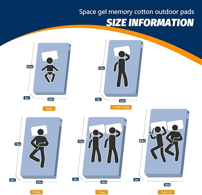 CYMULA CertiPUR-US Memory Foam Camping Mattress Pad, Portable Foam Sleeping Pad for Camping, Roll up Sleeping Mat for Adults Guest Floor Bed for Sleepover, Car, Tent SUV Cot Mattress