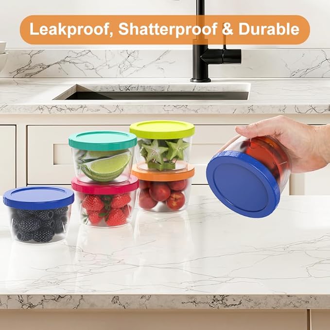 Freezer Storage Containers 6 Pack-16 Oz Deli Containers with Lids BPA Free Microwave and Dishwasher Safe,Food Storage Containers with Lids,Soup Containers for Oats/Salad