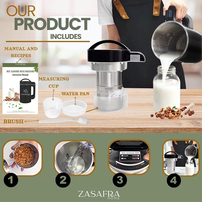 Upgraded 50oz Nut Almond Milk Maker Machine (Built-in Strainer Filter), 7 in 1 Multifunctional, Creamy Homemade Soy, Oat, Coconut, Plant Based Milks and Non-Dairy Beverages, 5-6 Cups per Batch