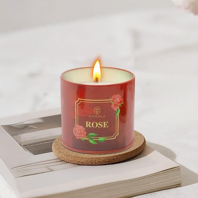 Scented Candles 4 Pack Soy Wax Long Lasting Rose Lavender Sandalwood Apple Fragrance Gifts for Women Mother's Day Thanksgiving Day Christmas Day