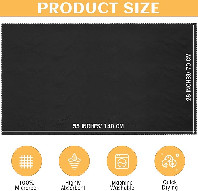 Newwiee 24 Pcs Coral Velvet Microfiber Bath Towels Sets 28 x 55 Inch Large Absorbent Multipurpose Quick Drying Soft Body Towels for Shower Bathroom Beach Fitness Yoga Sports Spa(Black)
