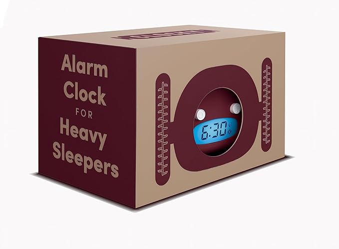 CLOCKY Extra Loud Alarm Clock for Heavy Sleepers on Wheels Rolls Runs Away Vibrating, Easy to Set Super Smart Snooze Digital Bed Shaker Alarm Clock Funny Gift for Adults Kids Teens Bedrooms (Wine)