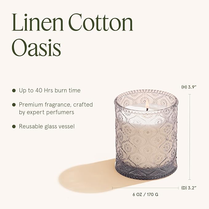 LA JOLIE MUSE Scented Candle, Scented Candles for Home, Linen Scented Candle, 6 oz 40 Hour Burn Time, Candle Gifts for Women & Men