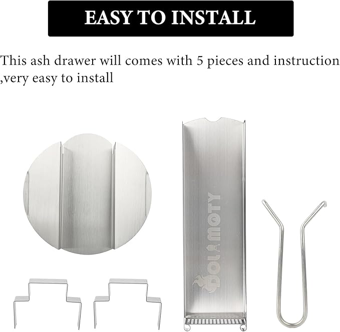 Upgrade Ash Drawer Accessories for Big Green Egg Large (Version After 2022)-BGE Replacement Parts Ash Clean Tool-Stainless Steel