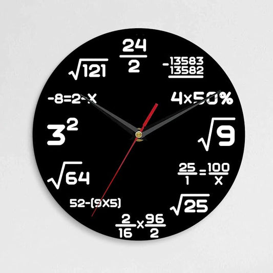 Wall Clock, 10 Inch Silent Non-Ticking Home Kitchen Decor, Battery Operated for Bathroom Bedroom Living Room Office(Simple Math Formula Markers)