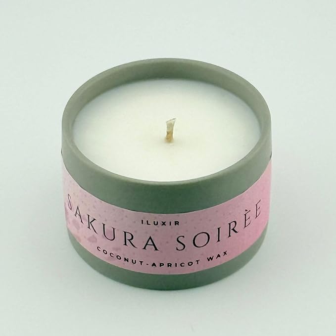 Sakura Soiree Scented Candle – Cherry Blossom & Sandalwood Spring Fragrance, Hand-Poured Coconut-Apricot Wax – Long Burning Candles, Natural & Non Toxic, Fragrance Candles – Made in USA, 5 oz.