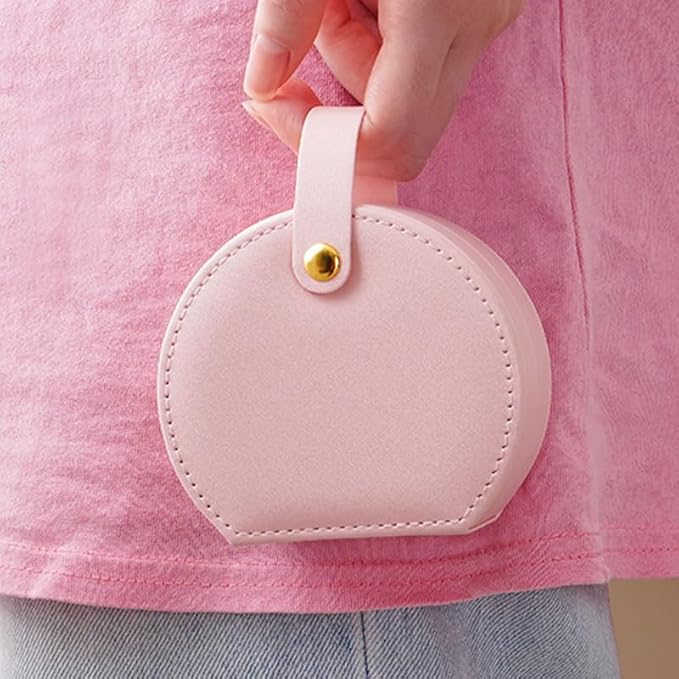 Personalized Travel Jewelry Case, Custom Leather Customized Jewelry Organizer Box w/Name & Birth Flower Month - Birthday Gifts for Women Mom Jewelry Travel Case