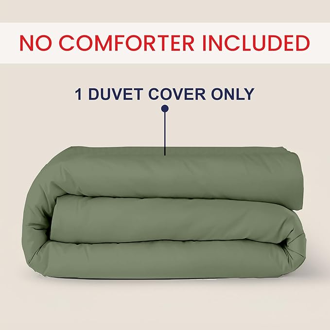 Kotton Culture 1 Pc Queen Size Duvet Cover Only -100% Egyptian Cotton Sateen 600 TC Ultra Soft Premium Durable Comforter Cover Zipper Closure & Corner Ties (Sage Green, Queen/Full 90" X 90")