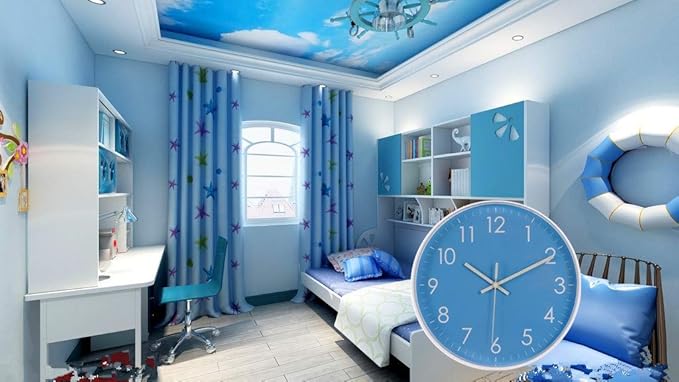 10-Inch Modern Simple Wall Clock Indoor Silent Non-Ticking Quartz Quiet Sweep Movement Battery Operated Wall Clock for Office/Kitchen/Bedroom/School Decorative