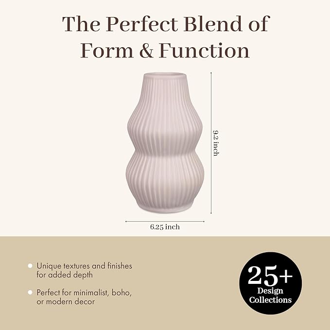 Young's Inc Stoneware Modern Organic Vase – Sculptural Textured Decorative Accent for Tables, Shelves & Gifting, Contemporary Home Décor, 7.2” Tall