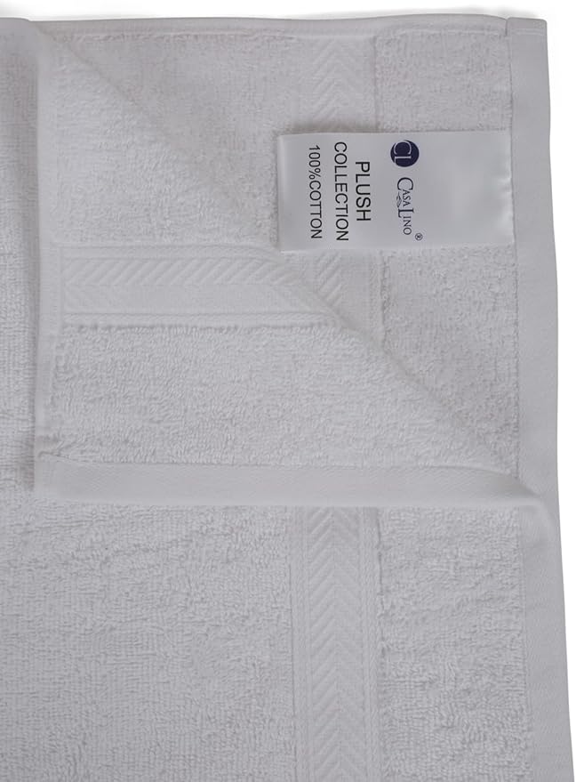 Casa Lino 4 Pack Hand Towels for Bathroom, 18"x28", 100% Cotton, Ultra Soft & Highly Absorbent, Premium Luxury Towels for Gym, Shower, Hotel, New Apartment Essentials, White