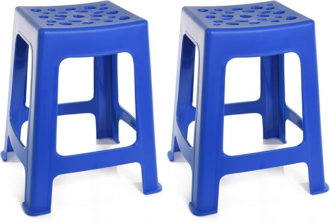 Mintra Home Light Duty Plastic Stools 2pk (18in Height, Dark Blue)