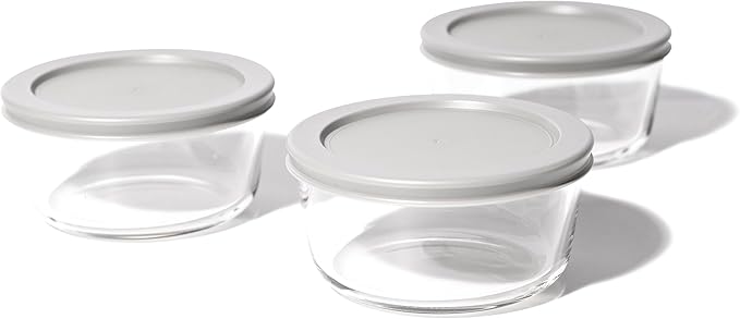 6-Piece Glass Food Storage Containers Set (3 Containers + 3 BPA-Free Lids) | 2-Cup, Leakproof | Microwave, Freezer, Oven & Dishwasher Safe | Ideal for Meal Prep & Pantry Organization
