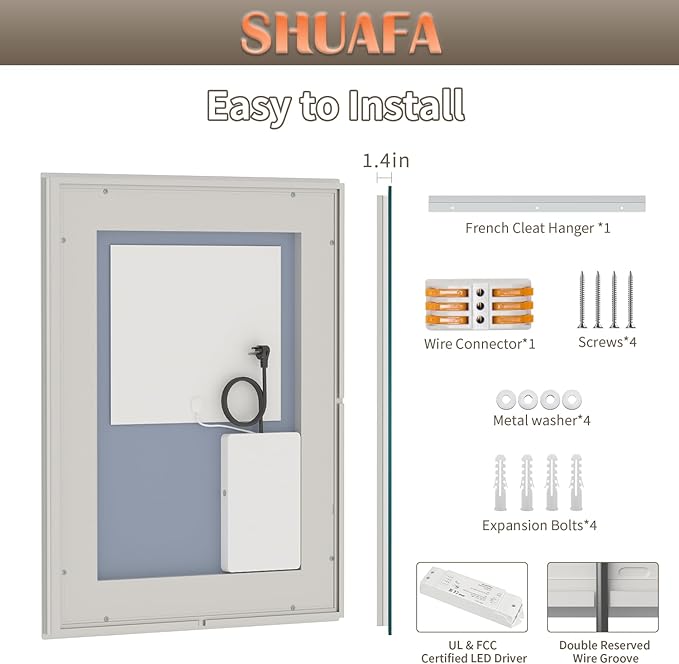 LED Mirror for Bathroom, 28x36 Inch Backlit + Front Lighted Bathroom Vanity Mirror with Lights for Wall, Double Light Strips, 3 Colors, Shatter-Proof, Anti-Fog and Brightness Memory