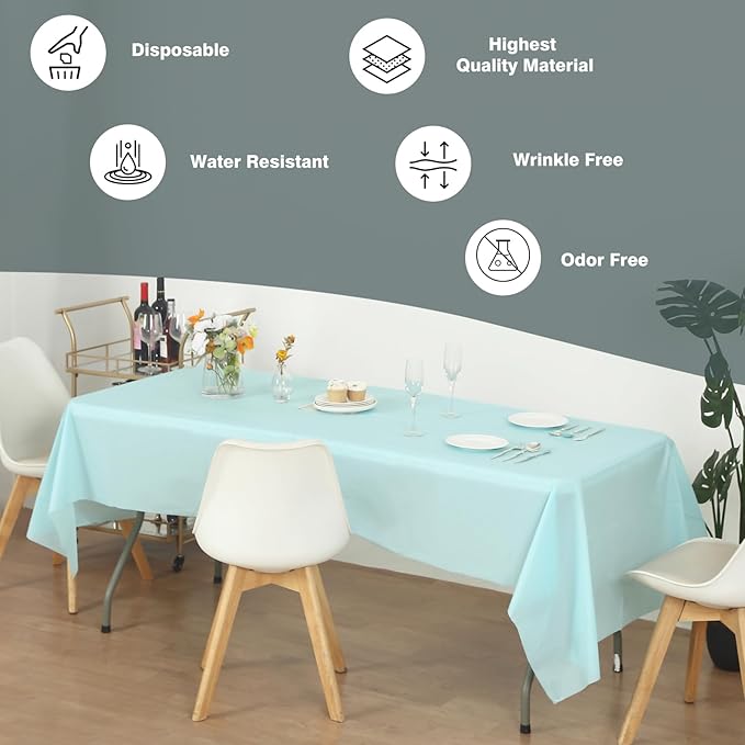 Craft And Party, Aqua Plastic Table Cover Roll - 40in X 100 feet Heavy Duty Plastic Banquet Table Cover Roll. (Aqua)