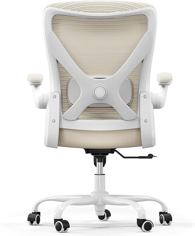Ergonomic Office Chair - X-Shaped Computer Desk Chair Comfy, Gaming Chair, Office Chair with Lumbar Support, Mesh Office Chairs, Desk Chair for Long Hours(White Beige)