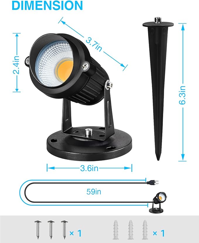 SUNVIE Dusk to Dawn Outdoor Lighting 120V LED Spot Lights Outdoor Landscape Spotlights with Photocell Sensor Waterproof Outdoor Spot Lights for Yard 7W Outdoor Spotlight Flag Light for Garden Tree