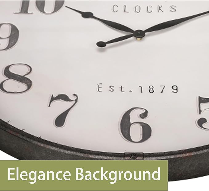 Extra Large Wall Clock, 30 Inch, Coffee White, Silent Non-Ticking Quartz Movement, Battery Operated, Decorative Arabic Numeral, Stylish Clock Living Room, Office, Home Decor
