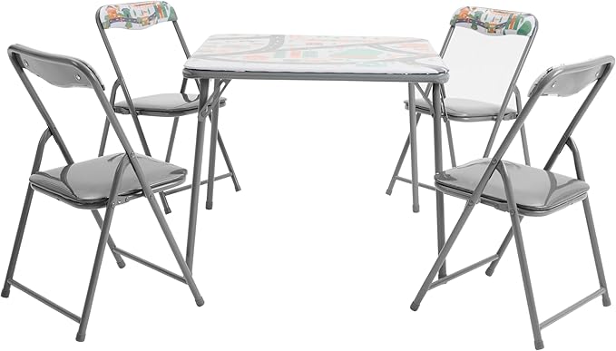 Flash Furniture Mindy Kids 5-Piece Folding Square Table and Chairs Set for Daycare and Classrooms, Children's Activity Table and Chairs Set, Printed