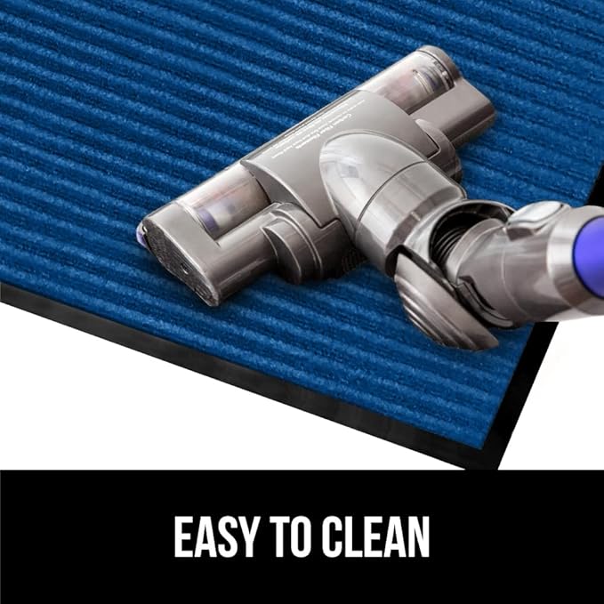 GORILLA GRIP Traffic Guard Door Mat, Heavy Duty Welcome Mats, Commercial Office Space Doormat, Waterproof, Fade Resistant, Strong Rubber Backing, Low Profile, Shoe and Boot Scraper, 29x17, Blue