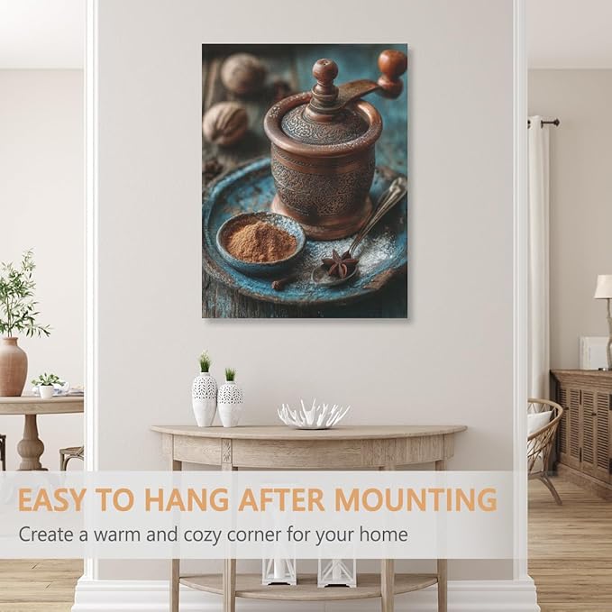 RPSIRVFO Painting Spices Oil Art Unframed Decor Spices with copper grinder Suitable for decorating bedrooms living rooms kitchens corridors bathrooms and dorm