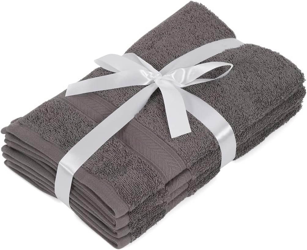 Casa Lino 4 Pack Hand Towels for Bathroom, 18"x28", 100% Cotton, Ultra Soft & Highly Absorbent, Premium Luxury Towels for Gym, Shower, Hotel, New Apartment Essentials, Charcoal
