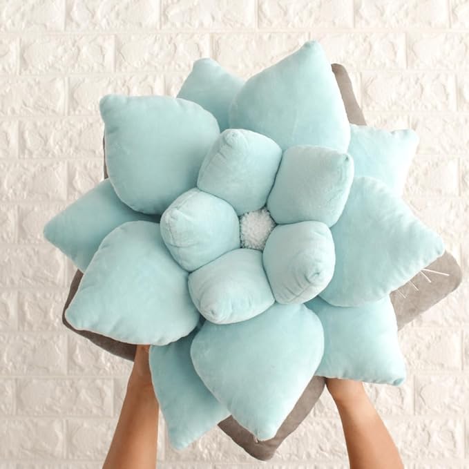 Green Philosophy Co. Poinsettia Pillow - Frost Blue