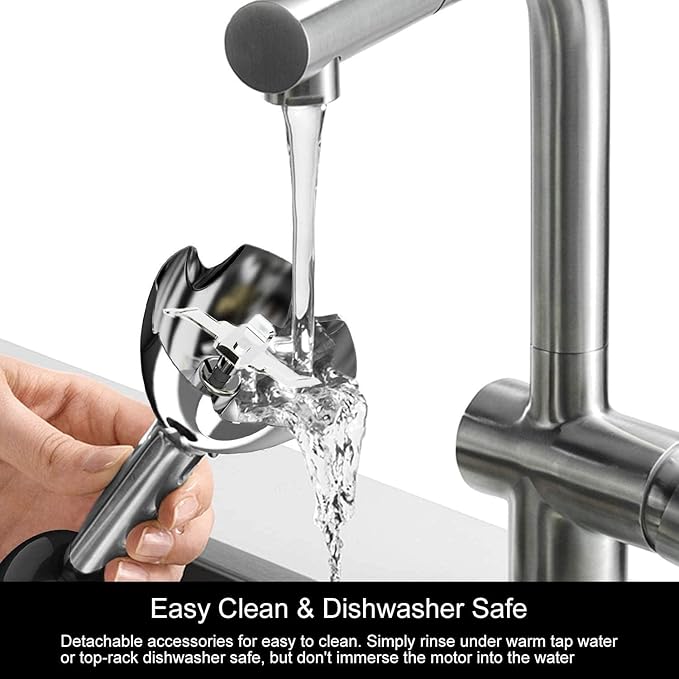 MegaWise Pro Titanium Reinforced 3-in-1 Immersion Hand Blender, Powerful Copper Motor with 80% Sharper Blades, 12-Speed Corded Blender, Including Dish Washer Safe Whisk and Milk Frother