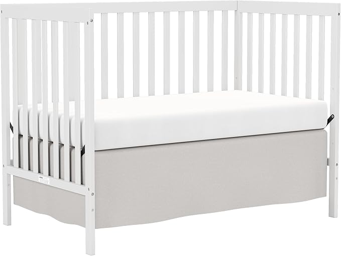 Baby Crib 5-in-1 Convertible, Wooden Nursery Cribs Converts to Toddler Bed, Daybed and Full Size Bed, 3 Adjustable Base, Non-Toxic Finish (White)