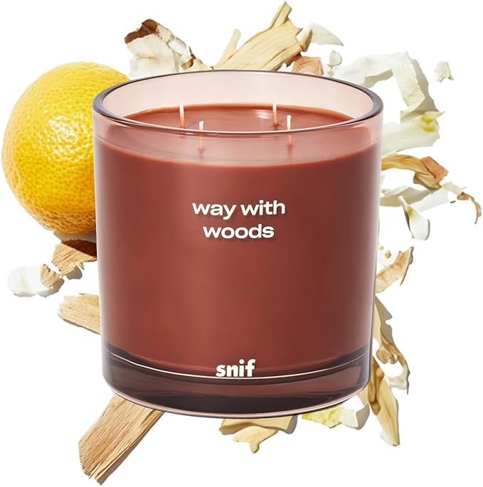 Way with Woods Luxury Scented Candle by Snif, Inviting and Crisp Scent, 200+ Hours, 100% Cotton Fiber Wicks, Soy Wax Blend, Non-Toxic, Vegan, 50 oz