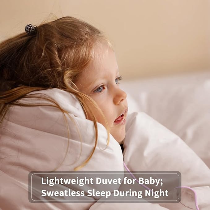 zzlamb Toddler Comforter Baby Down Blanket, Lightweight & Breathable Small Crib Quilt All Season Duvet Insert, Soft Brushed Noiseless Shell Down Proof Machine Washable, Cherry Pink 41x48in