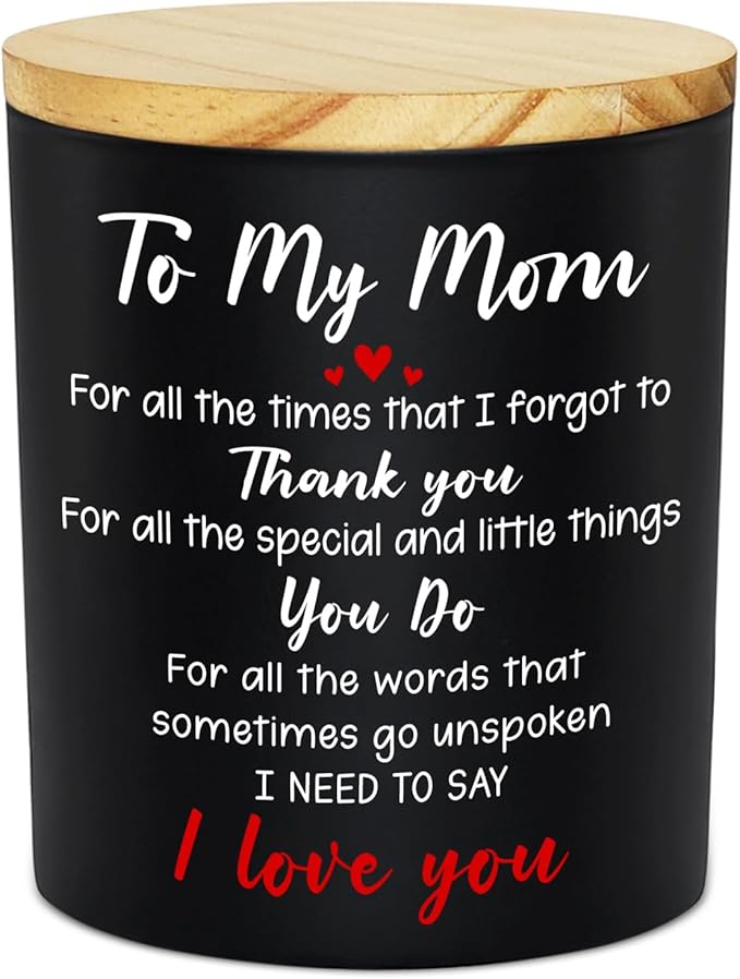 Birthday Gifts for Mom from Daughter Son - Long Lasting Vanilla Lavender Scented Candle 10 oz - Christmas Thank You Gifts for Mother, Mama, Mother in Law, Grandma, I Love You Mom Gift Ideas