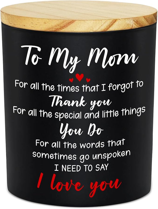 Birthday Gifts for Mom from Daughter Son - Long Lasting Vanilla Lavender Scented Candle 10 oz - Christmas Thank You Gifts for Mother, Mama, Mother in Law, Grandma, I Love You Mom Gift Ideas