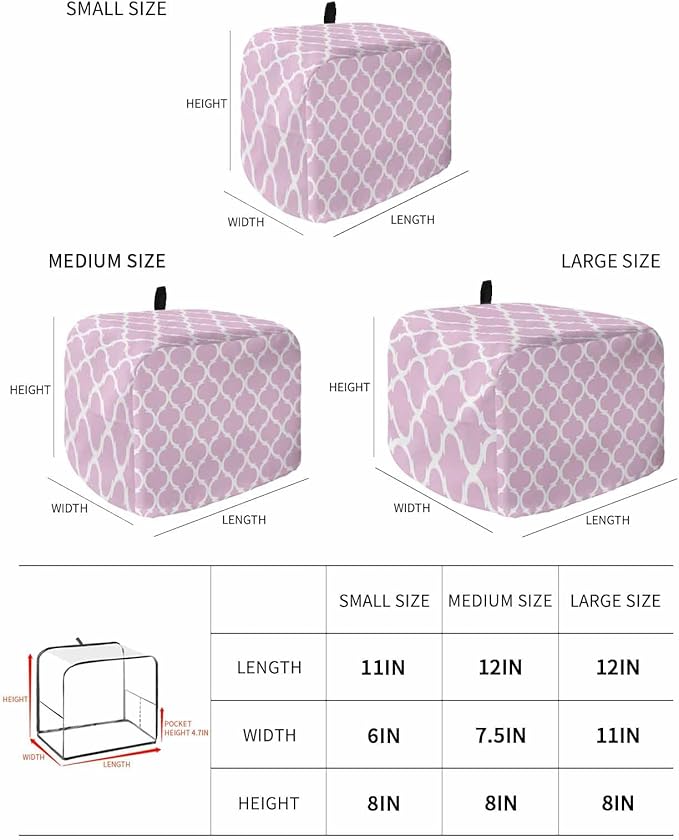 Toaster Cover 2 Slice Geometric Pattern Trellis Toaster Oven Cover with Pockets Morocco Style Pink Dustproof Bakeware Protector Small Kitchen Appliance Dust Covers and Fingerprint Protection for Women