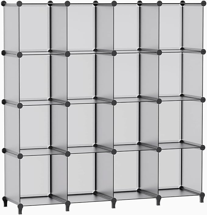 HOMIDEC Closet Organizers and Storage, 16 Cube Storage Organizer, Portable Closet Organizer Cubes Shelves for Clothes, Bedroom, Wardrobe, Kids Room, Bathroom, Grey