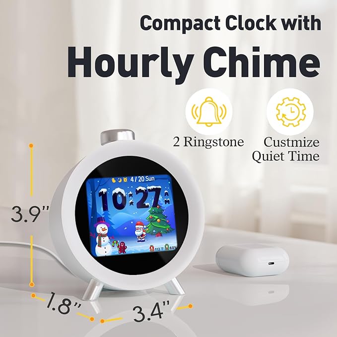 MOMILLA Alarm Clock for Heavy Sleepers, Colorful Screen Temperature, Loud 7-Day Programmable 4 Alarms, Small Clocks Bedrooms for Kids Adults Boys Girls, Easy to Set, Digital White Noise, Hourly Chime