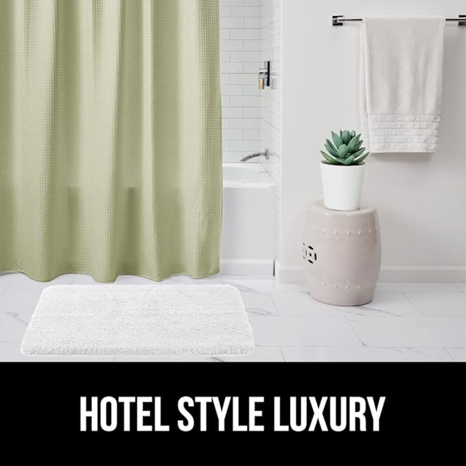 GORILLA GRIP Waffle Shower Curtain, Thick Weighted Fabric, Wrinkle and Rust Resistant, Classic Hotel Quality Design, Heavy Duty Long Curtains for Bathroom Showers, Bath Tubs, Machine Wash, 72x72, Sage