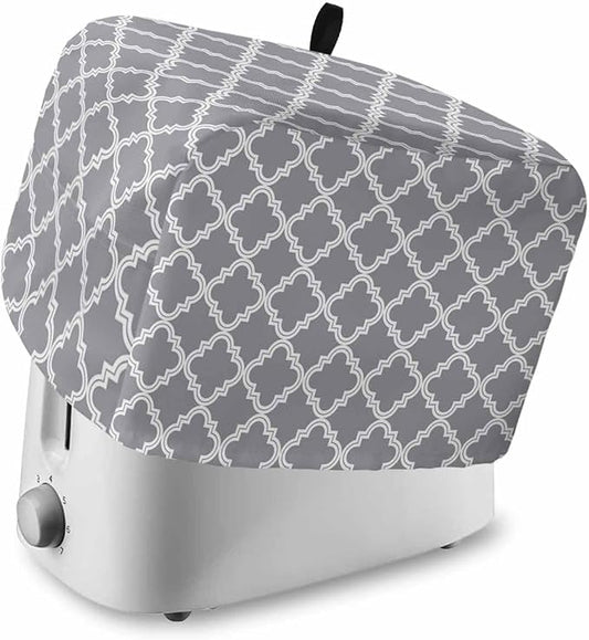 Toaster Cover 2 Slice Moroccan Pattern Toaster Oven Cover with Pockets Geometric Trellis Grey Dustproof Bakeware Protector Small Kitchen Appliance Dust Covers and Fingerprint Protection for Women
