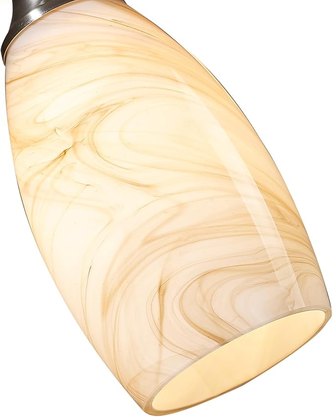 Mini Pendant Lights Kitchen Island Beige Marble Glass Lamp Shade Hand Blown Glass Pendant Light with Brush Nickel Finish Adjustable Cord for Kitchen Over Sink Hallway,Dining Room