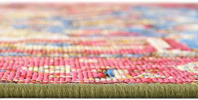 Unique Loom Outdoor Traditional Collection Area Rug - Limon (5' 3" x 8' Rectangle, Multi/ Red)