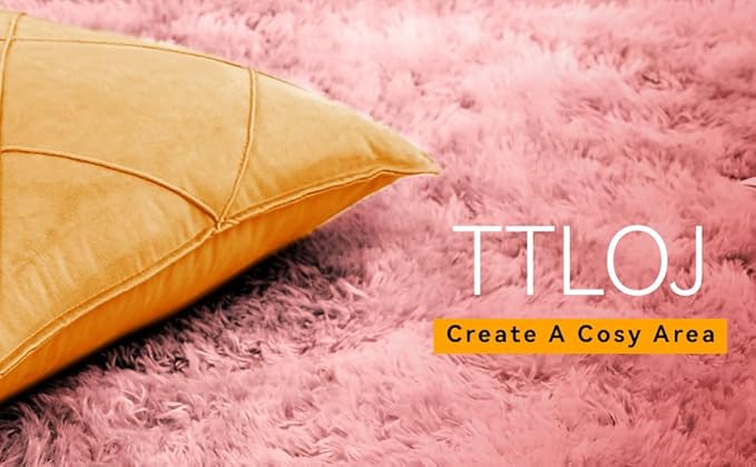 TTLOJ Rectangle Rug for Play Tent, Decorative Area Rug, Fluffy Soft Mat Pad for Kids' Playhouse, Nursery, Children's Room Decor, Dormitory Velvet 50.5" Lx38.5" W Pink