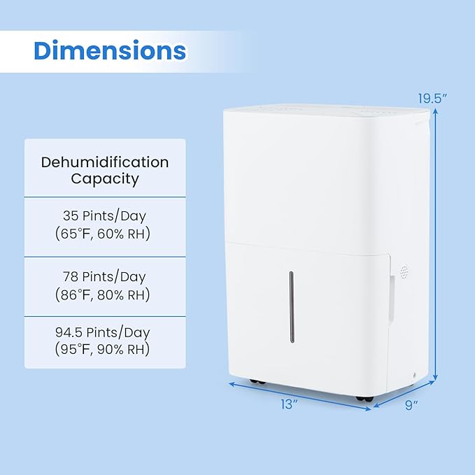ARLIME 94.5 Pints Dehumidifier for Home, 6000 Sq.Ft Energy Star Dehumidifier w/24H Timer, LED Display, Child Lock, Drain Hose& Auto Defrost for Bedroom Basement Garage Office (94.5 Pints)