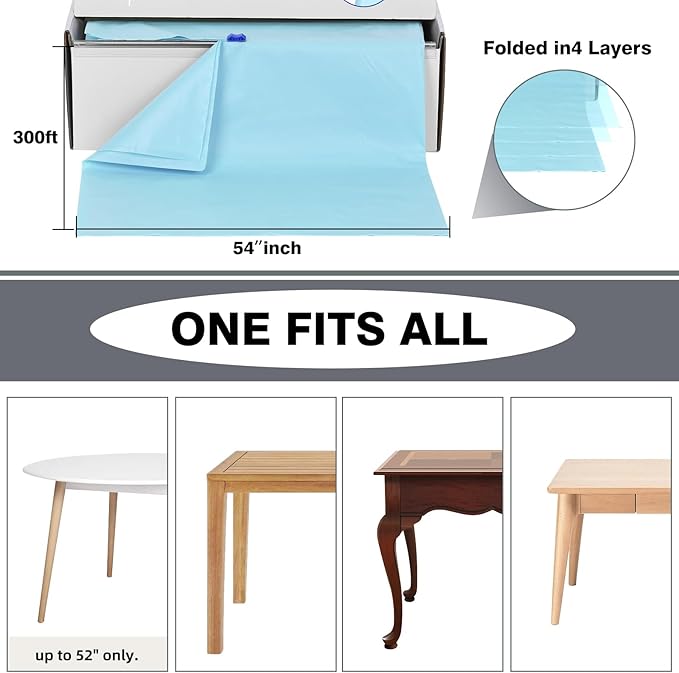 Craft And Party, 54 in x 300 feet Plastic Table Cover Roll for Party, Banquet, Picnic, Kids Activities for Any Size and Shape Table (Aqua, 54" x 300ft)