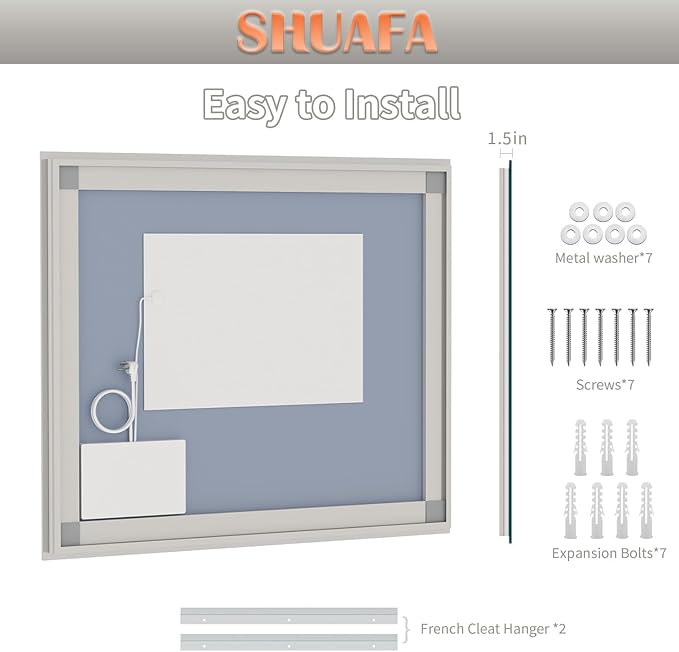 LED Mirror for Bathroom, 44x36 Inch Backlit + Front Lighted Bathroom Vanity Mirror with Lights for Wall, Double Light Strips, 3 Colors, Shatter-Proof, Anti-Fog and Brightness Memory