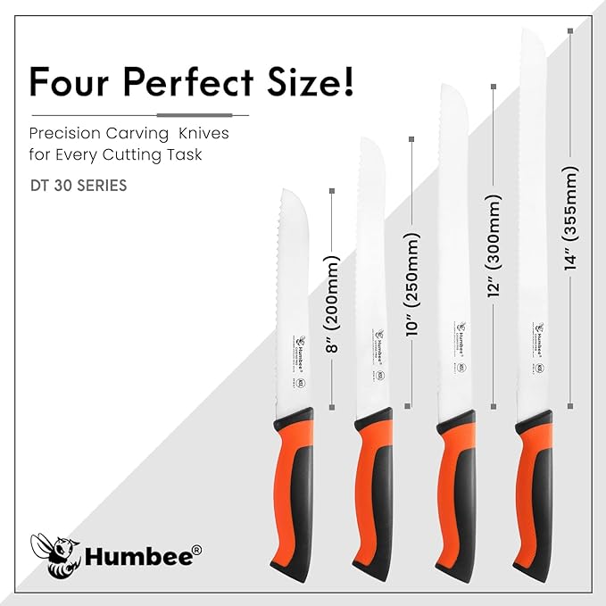 10-Inch Serrated Bread Knife, Premium High Carbon Stainless Steel Blade Knife for Bread with Ergonomic Handle, NSF Certified, DT-30 Series, Orange