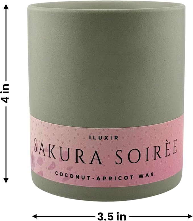 Sakura Soiree Scented Candle – Long Burning Cherry Blossom & Sandalwood Spring Fragrance – Non-Toxic Hand-Poured Coconut-Apricot Wax 13 oz with Luxury Gift Box Made in USA Small Batch Crafted.