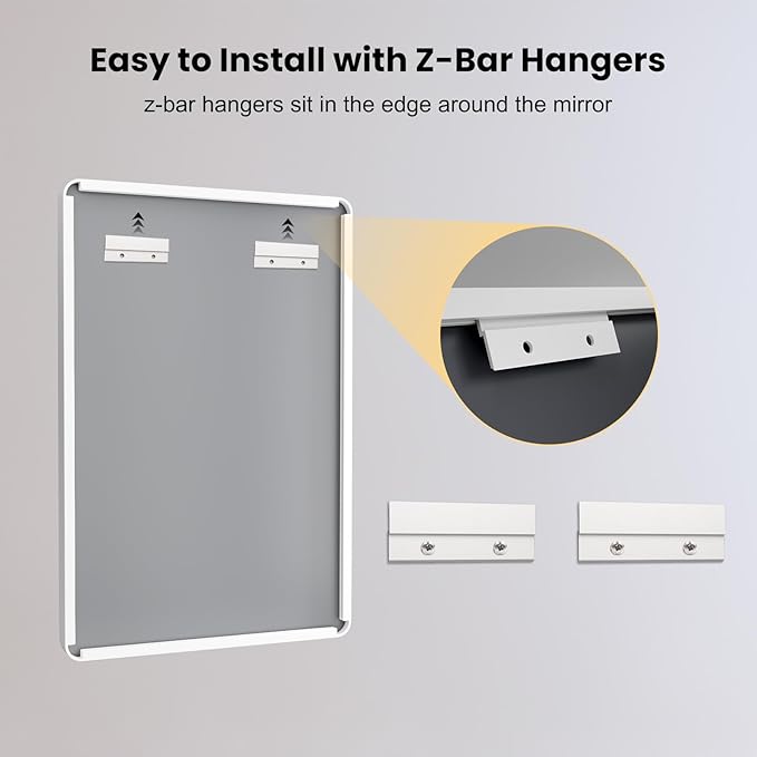 LOAAO 48x40 Inch White Metal Framed Bathroom Mirror for Wall, Large Rounded Rectangle Mirror, Anti-Rust, Tempered Glass, Hangs Horizontally or Vertically